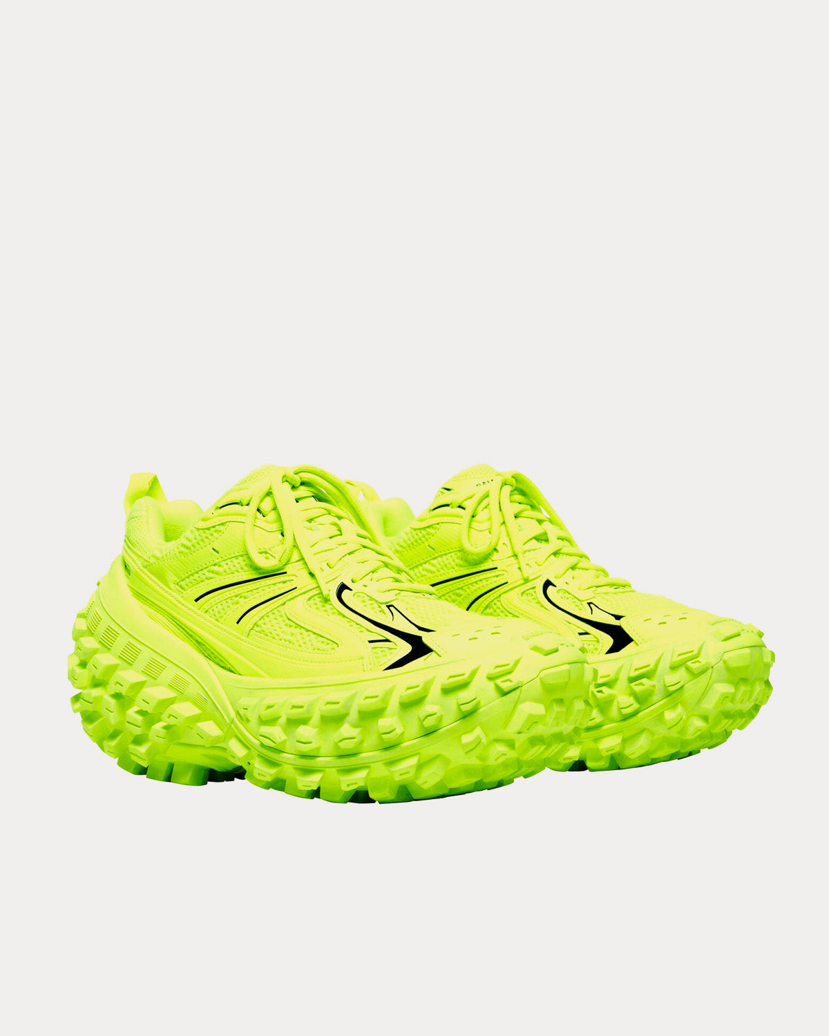 Balenciaga Bouncer Mesh & Nylon Neon Yellow Low Top Sneakers - 3