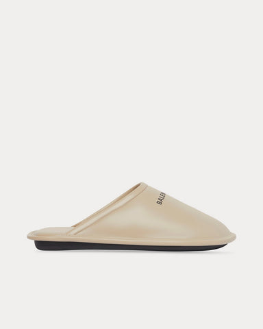 Balenciaga Home Slippers Smooth Calfskin Dark Beige Slip Ons