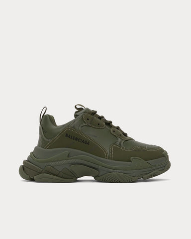 Balenciaga Triple S Allover Logo Khaki Low Top Sneakers