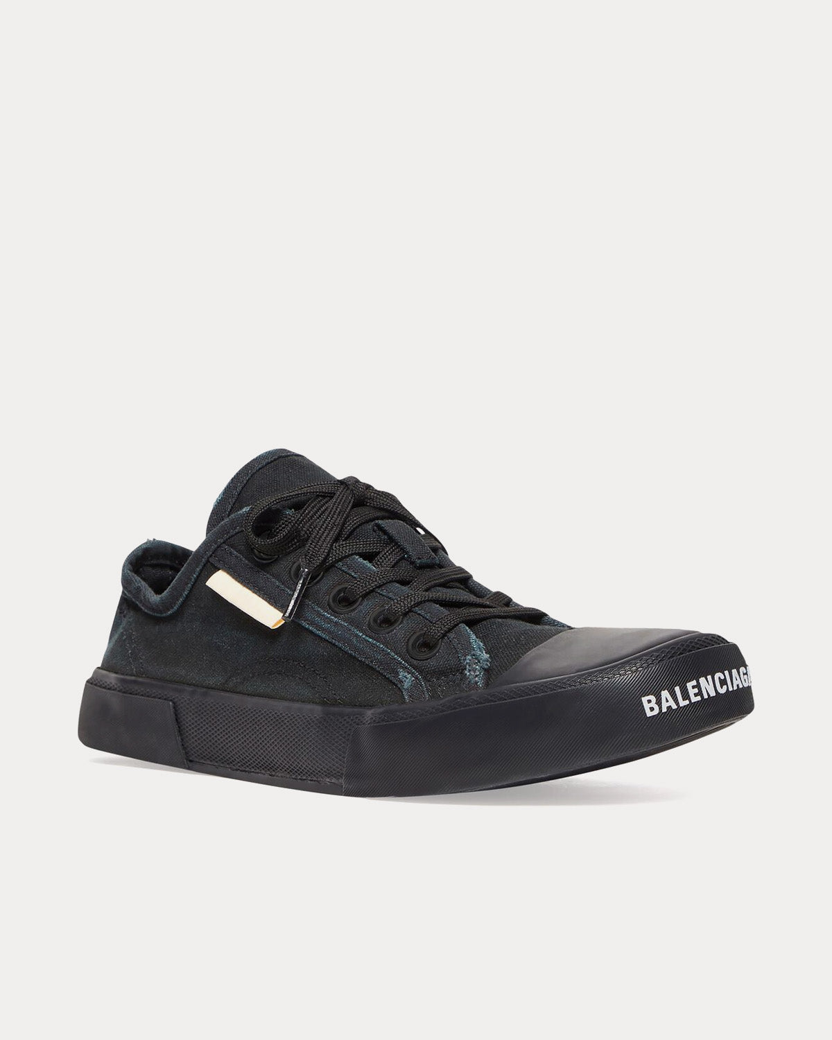 Balenciaga Paris Destroyed Cotton & Rubber Black Low Top Sneakers - 3