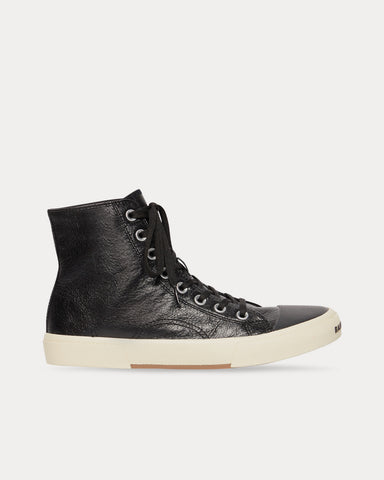 Balenciaga Paris Arena Lambskin & Rubber Black High Top Sneakers