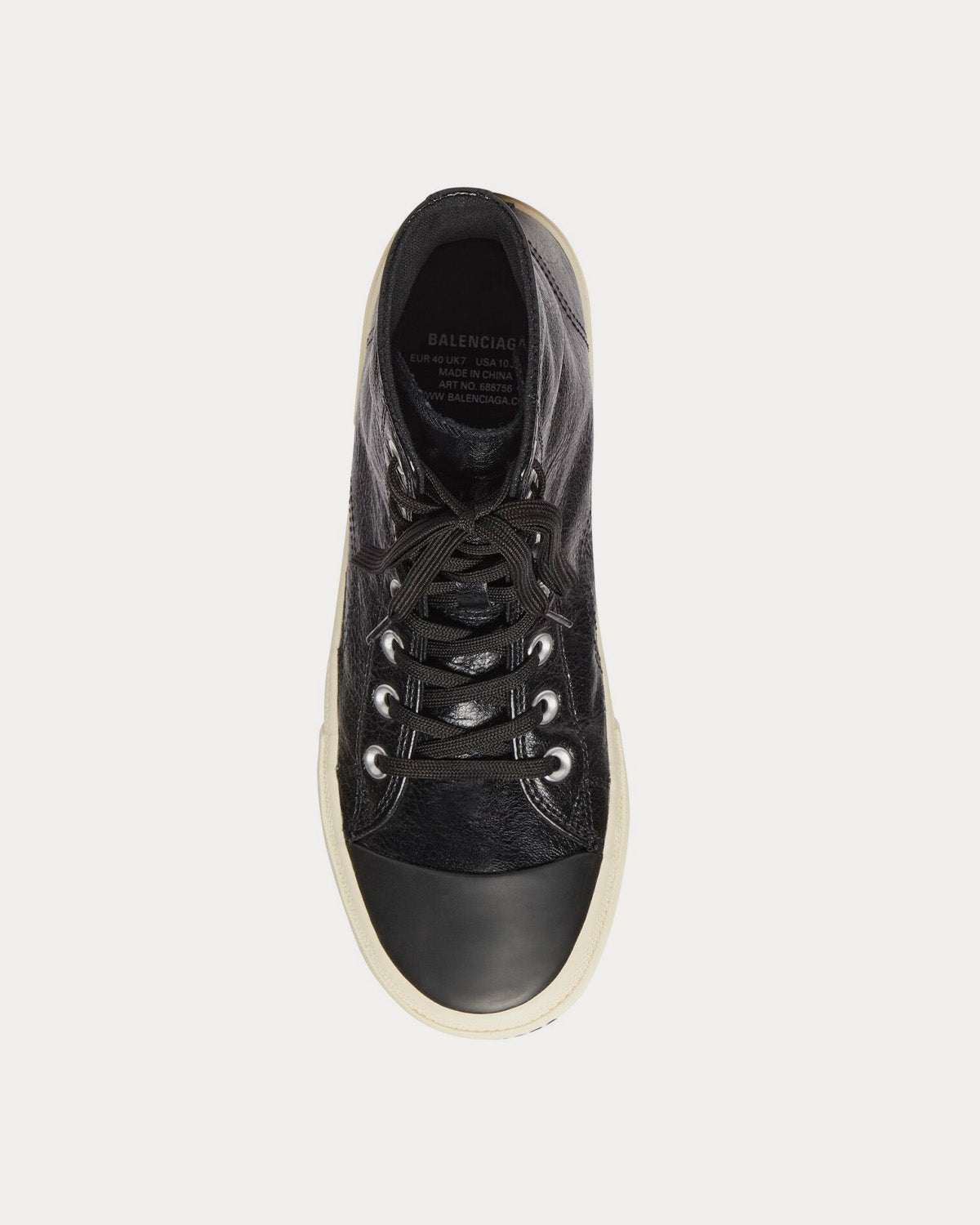 Balenciaga Paris Arena Lambskin & Rubber Black High Top Sneakers - 2