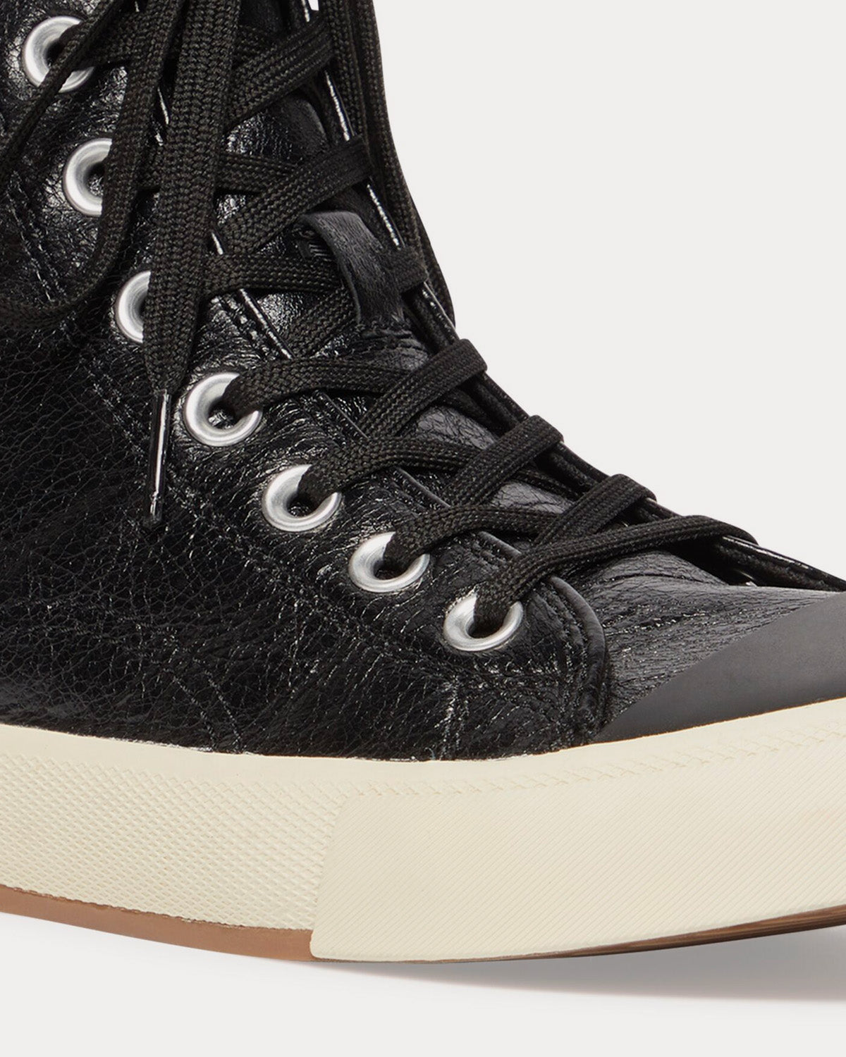 Balenciaga Paris Arena Lambskin & Rubber Black High Top Sneakers - 6