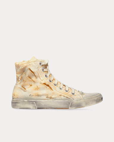 Balenciaga Paris Full Destroyed Cotton & Rubber White High Top Sneakers