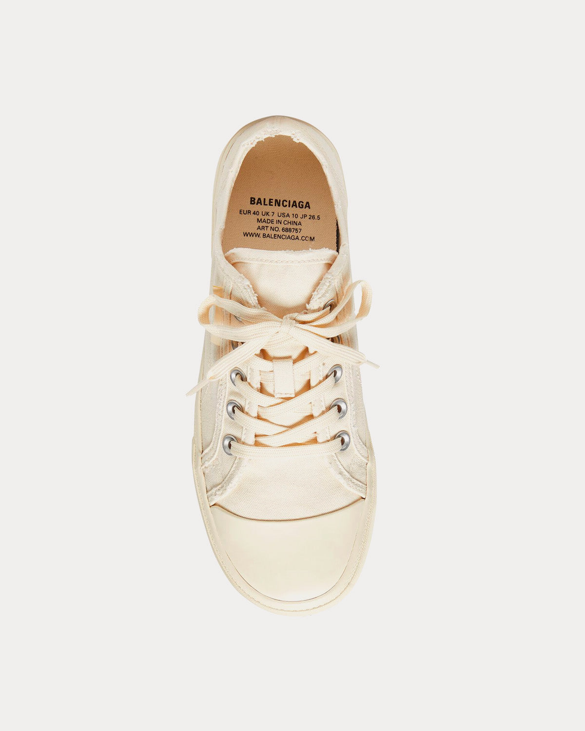 Balenciaga Paris Destroyed Cotton White Low Top Sneakers - 2