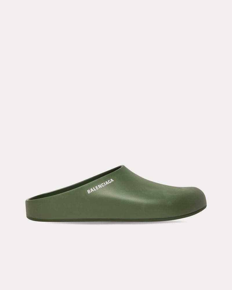 Balenciaga Pools Closed Rubber Dark Green Slides - 1