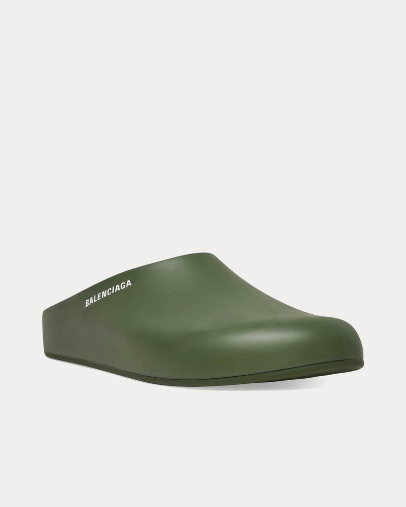 Balenciaga Pools Closed Rubber Dark Green Slides - 2