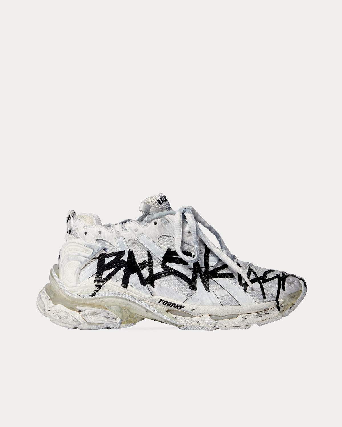 Balenciaga Runner Graffiti Mesh & Nylon White / Black Low Top Sneakers - 1