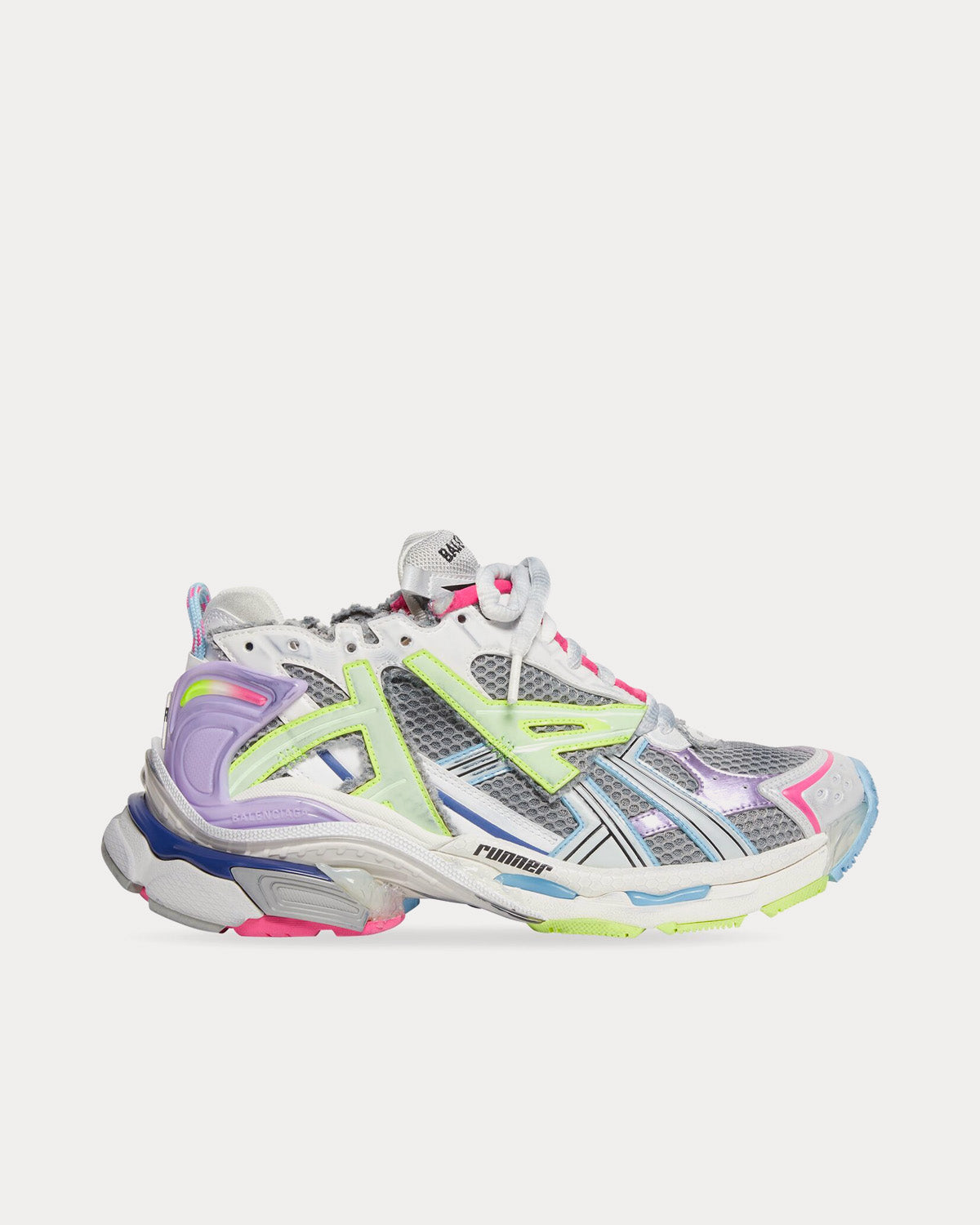 Balenciaga Runner Mesh & Nylon Grey /Llight Purple / Neon Yellow / White Low Top Sneakers - 1