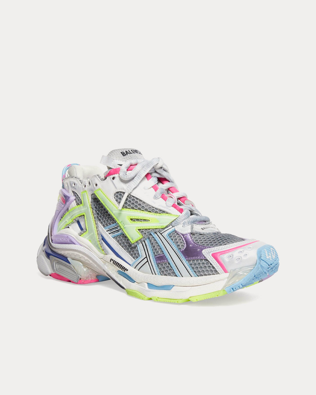 Balenciaga Runner Mesh & Nylon Grey /Llight Purple / Neon Yellow / White Low Top Sneakers - 3