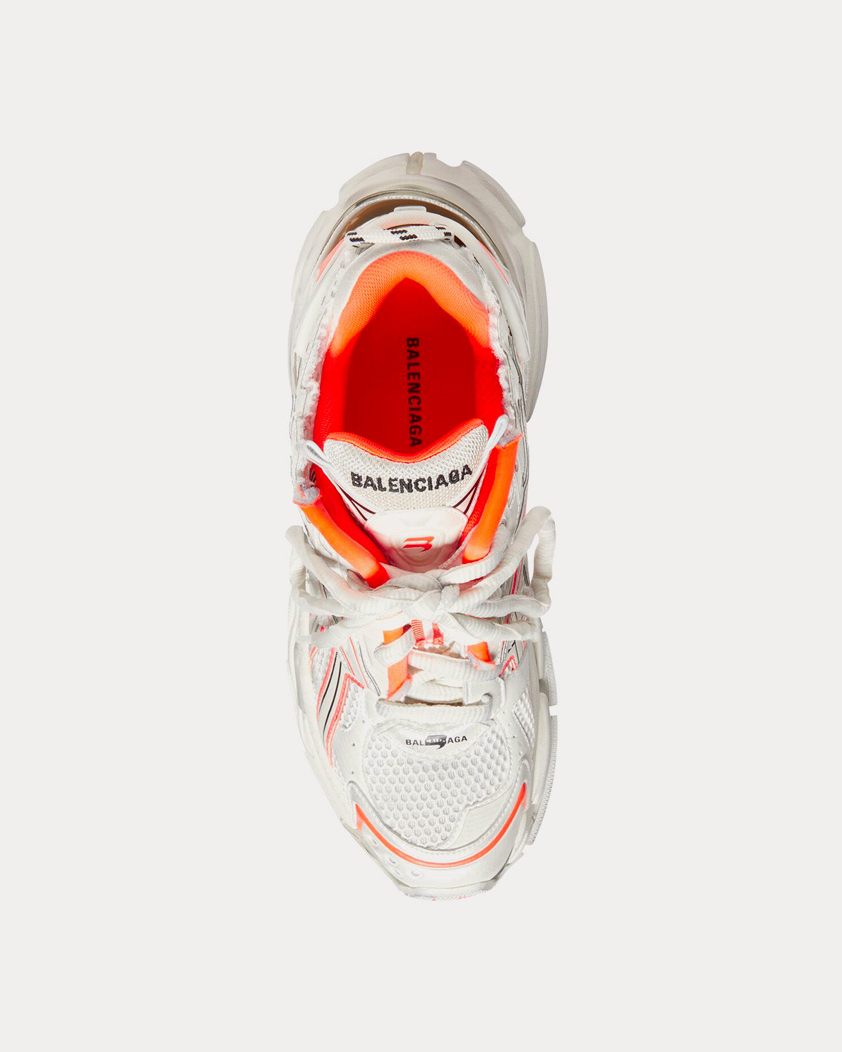 Balenciaga Runner Mesh & Nylon Neon Orange / Off-White Low Top Sneakers - 2