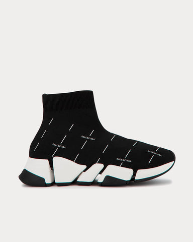 Balenciaga Speed 2.0 Logo Print Black High Top Sneakers