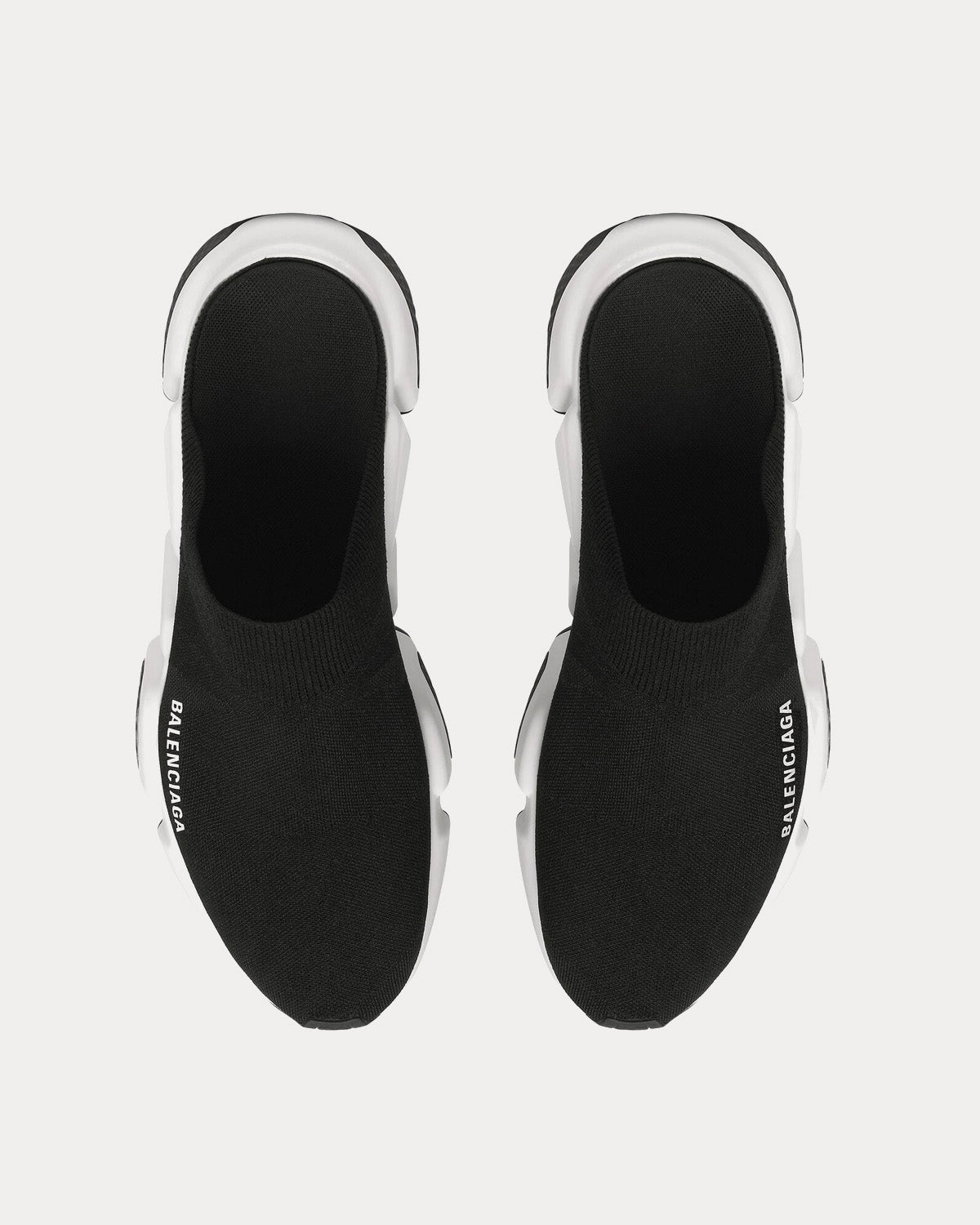 Balenciaga Speed Recycled Knit Mule Black / White Slip Ons - 2