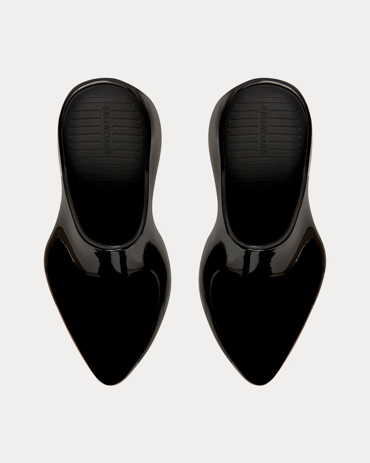 Balenciaga Technoclog Shiny Rubber Black Slip Ons - 2