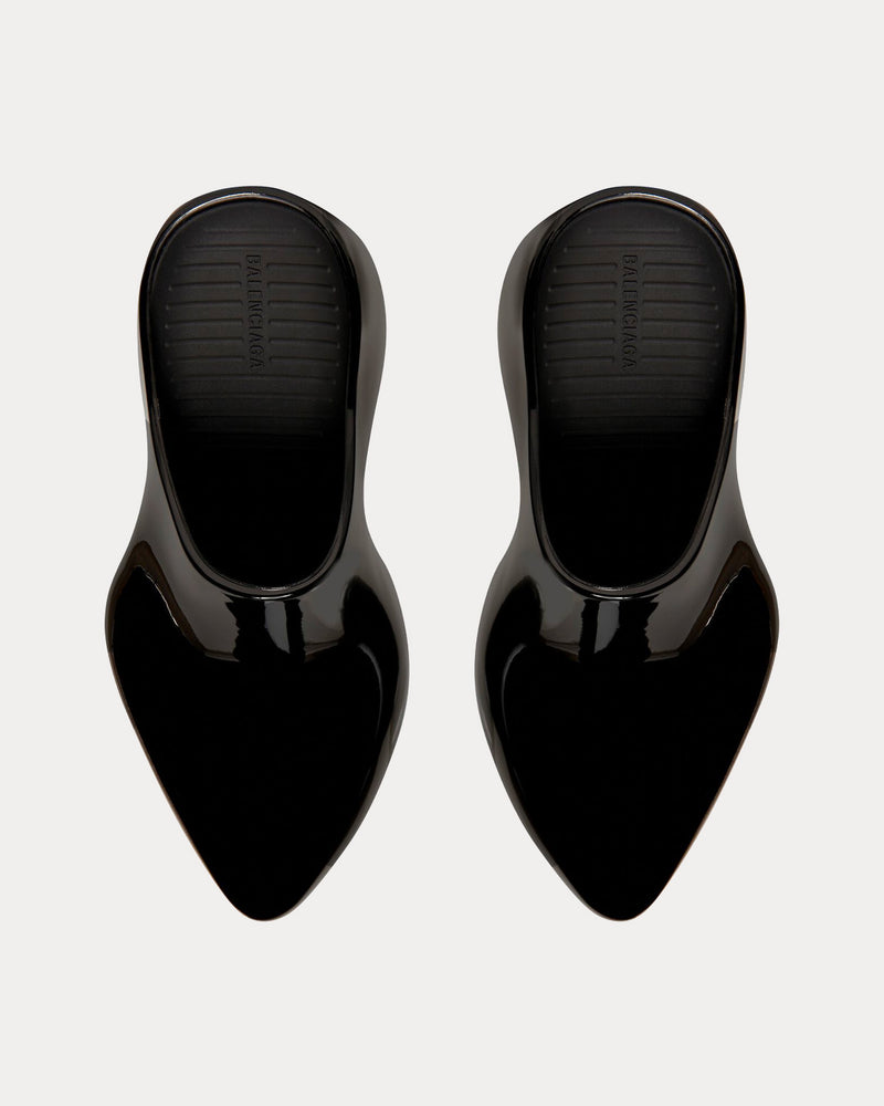 Balenciaga Technoclog Shiny Rubber Black Slip Ons - 2