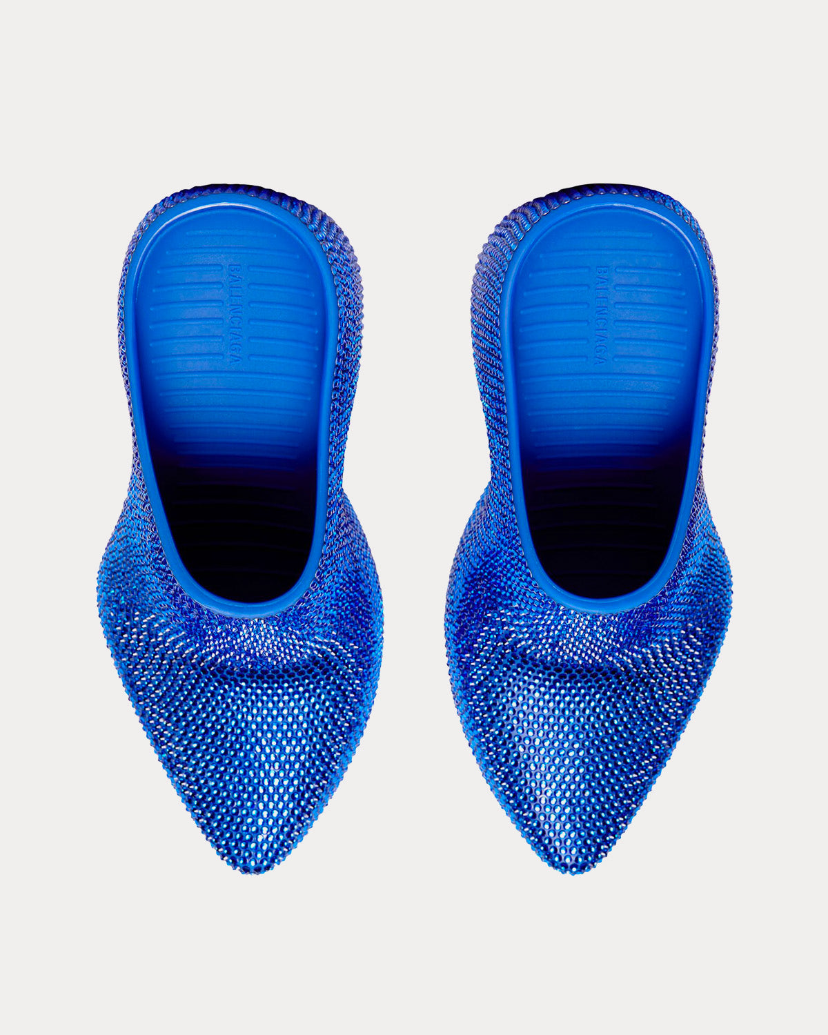 Balenciaga Technoclog Rhinestone Rubber Blue Slip Ons - 2