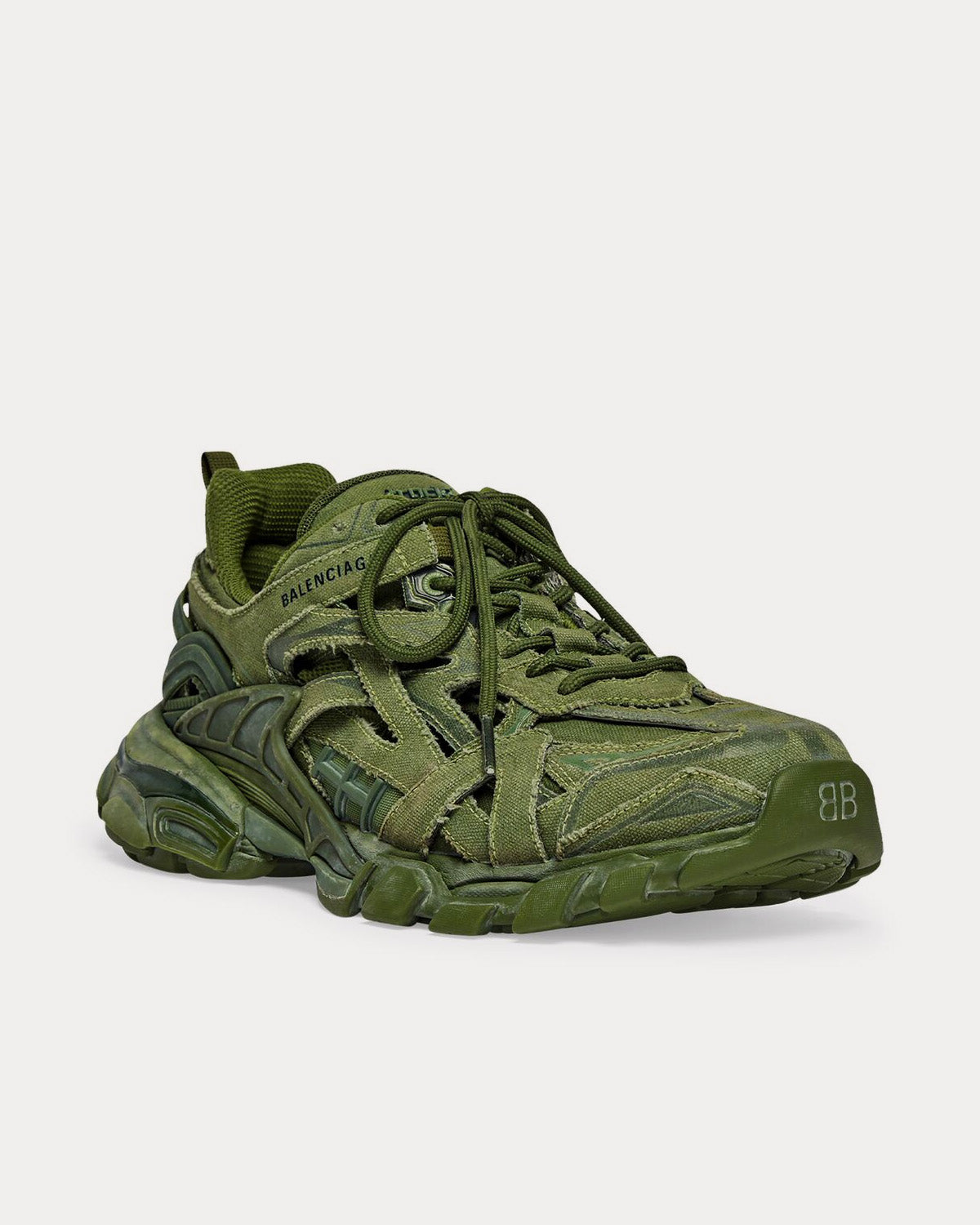 Balenciaga Track.2 Canvas Green Low Top Sneakers - 3