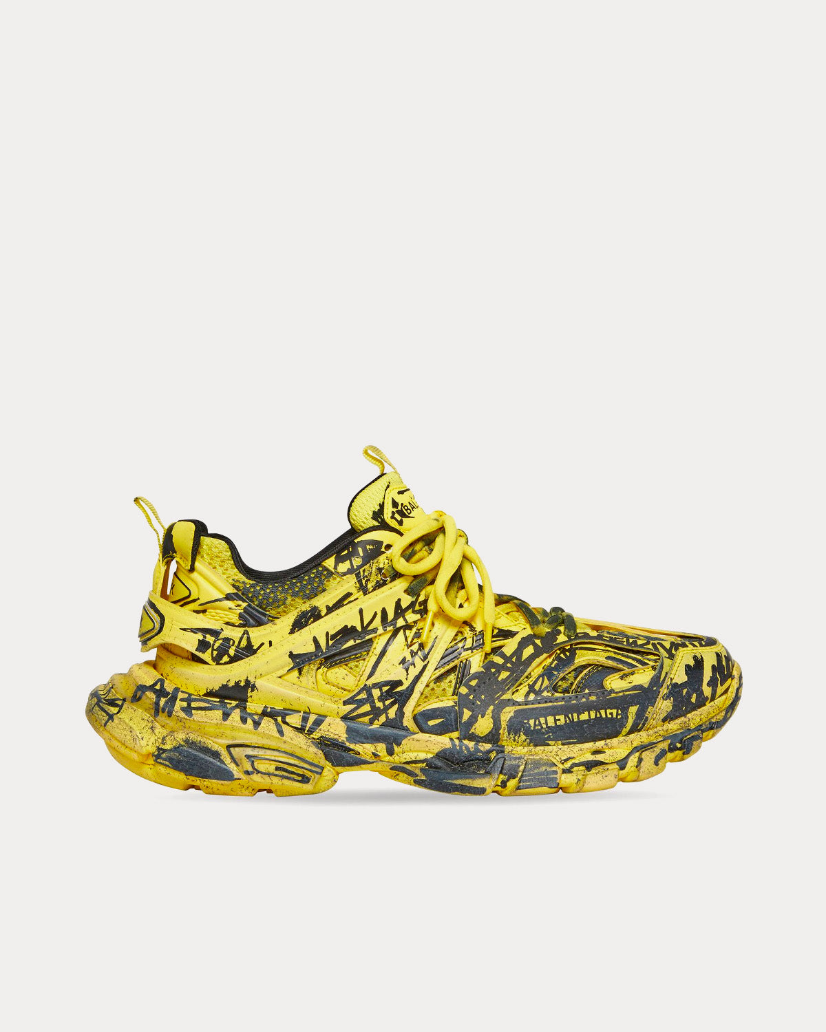 Balenciaga Track Graffiti Mesh & Nylon Yellow / Black Low Top Sneakers - 1