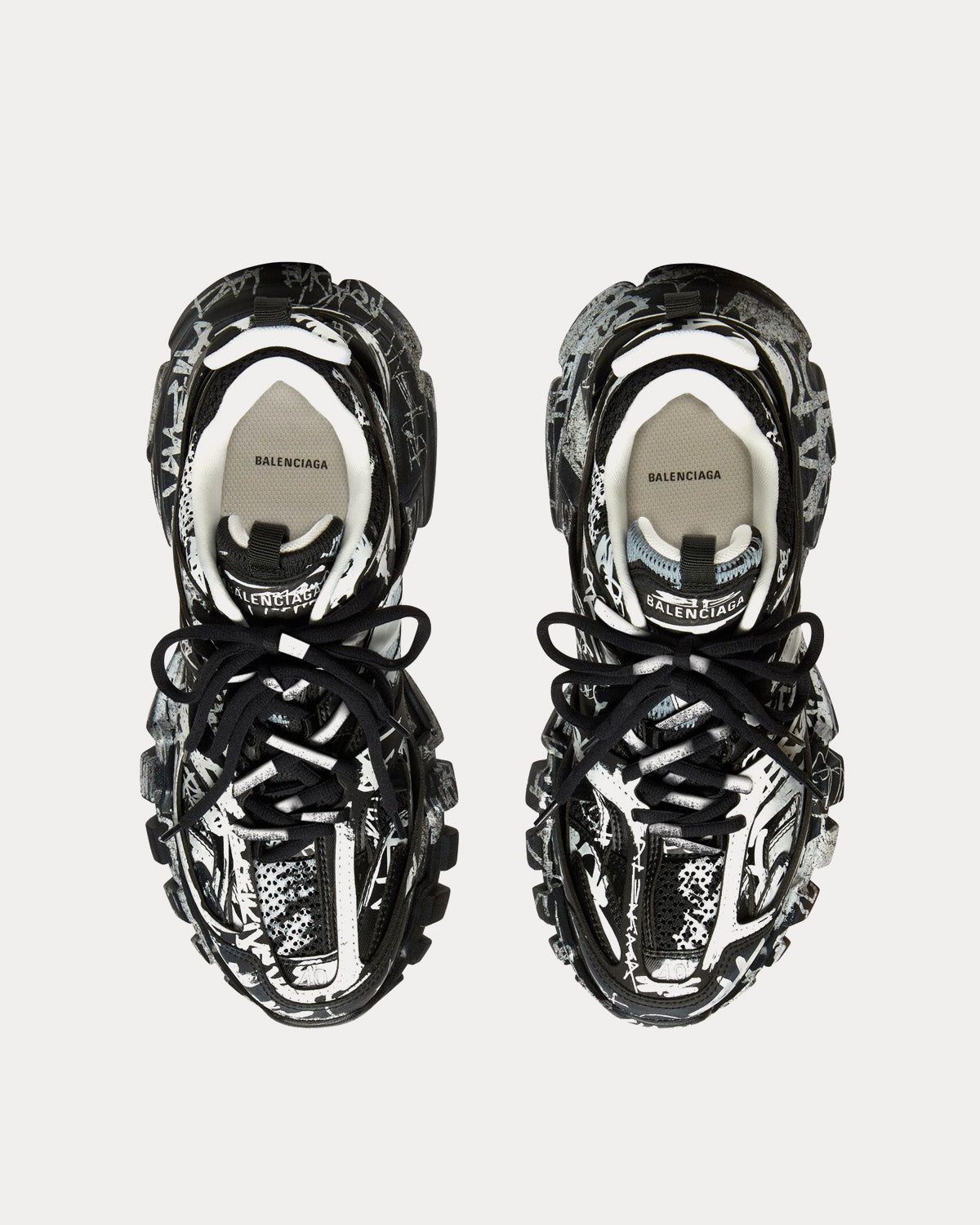 Balenciaga Track Graffiti Mesh & Nylon Black / White Low Top Sneakers - 2