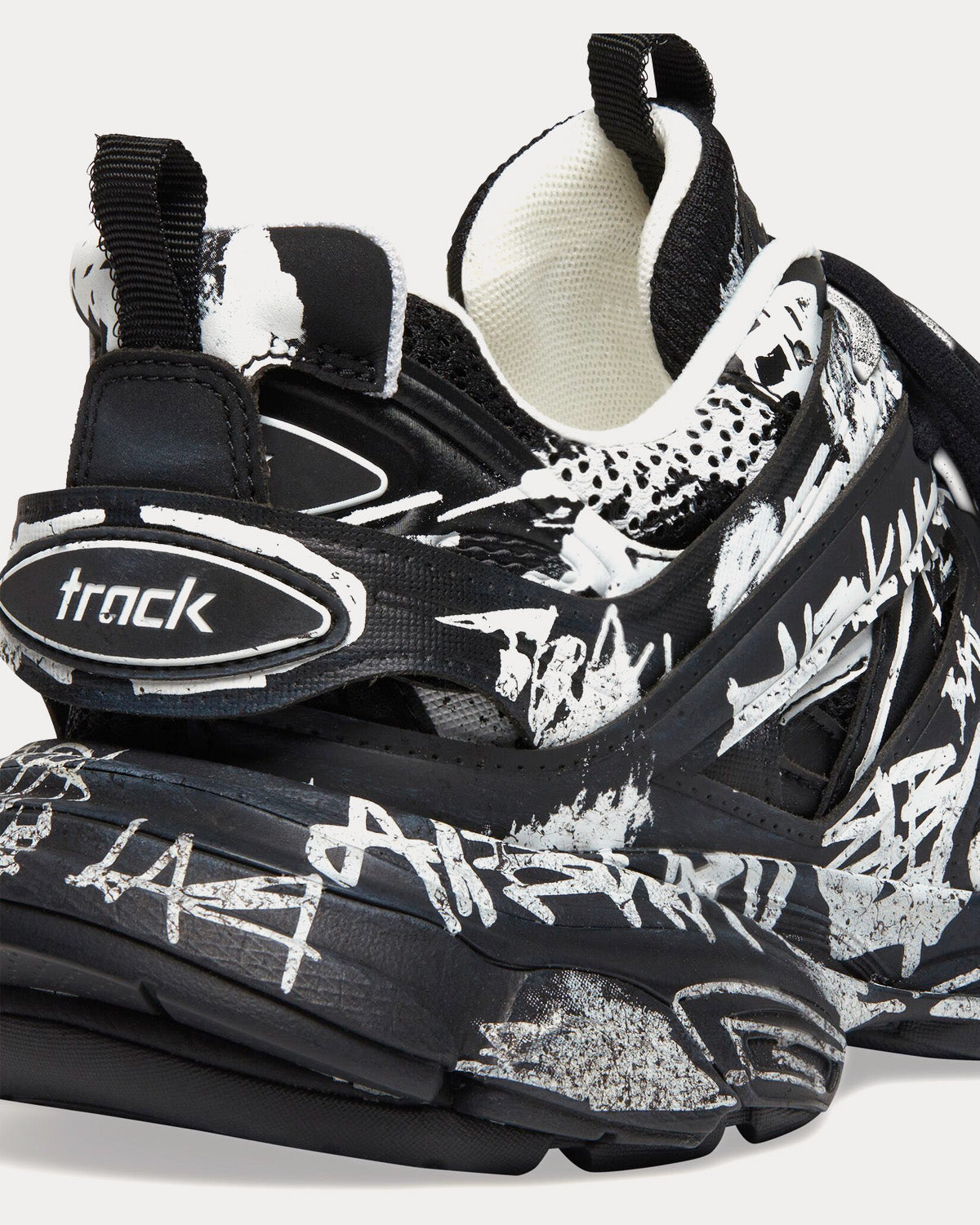 Balenciaga Track Graffiti Mesh & Nylon Black / White Low Top Sneakers - 6