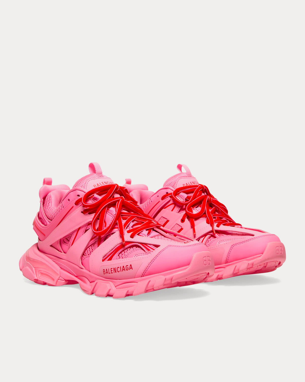 Balenciaga Track Mesh & Nylon Neon Pink Low Top Sneakers - 3