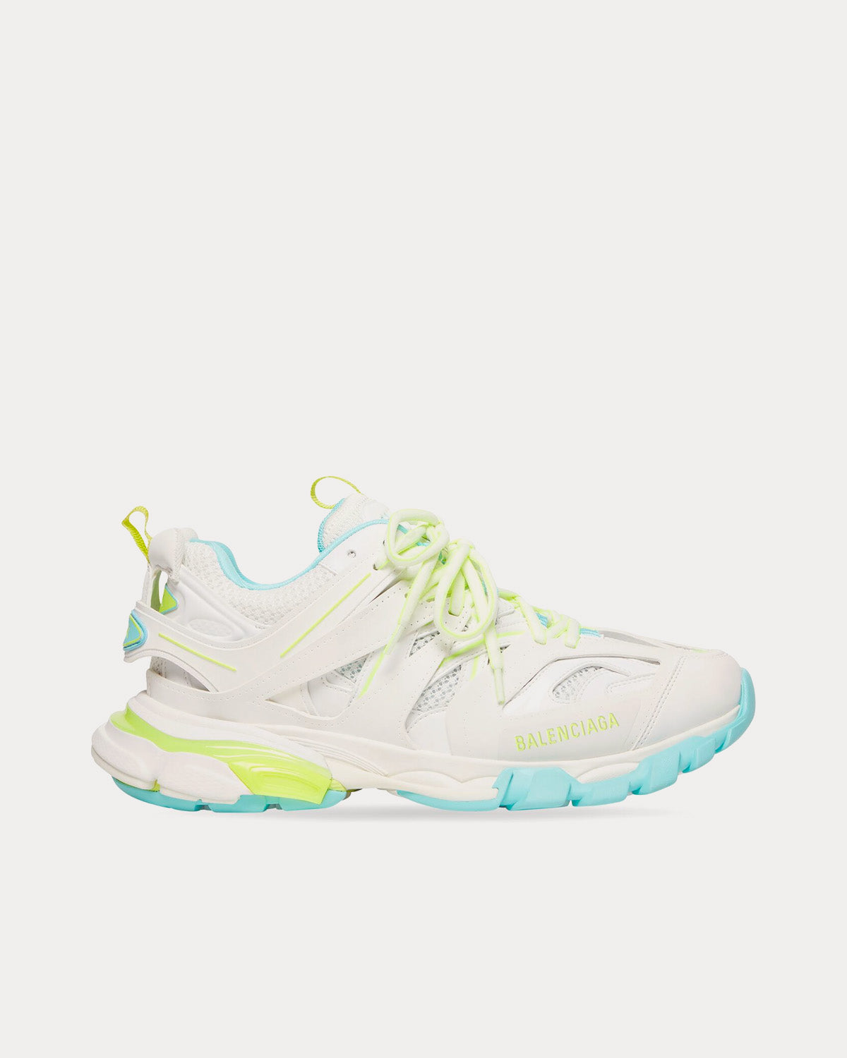 Track Mesh & Nylon White / Neon Yellow / Light Blue Top Sneakers Sneak in
