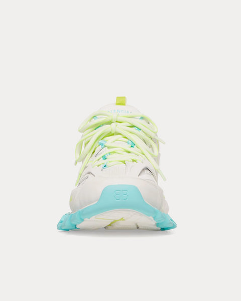 Track Mesh & Nylon White / Neon Yellow / Light Blue Top Sneakers Sneak in