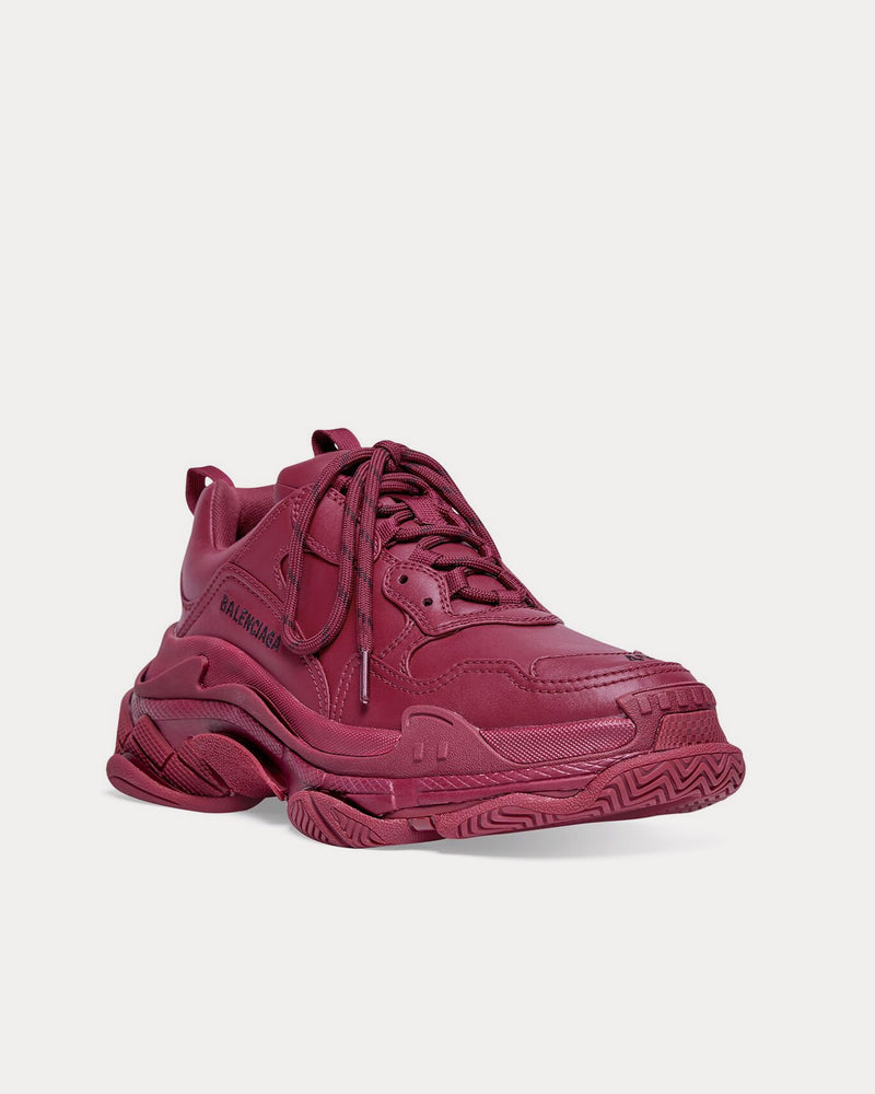 Balenciaga Triple S Burgundy Low Top Sneakers - 3