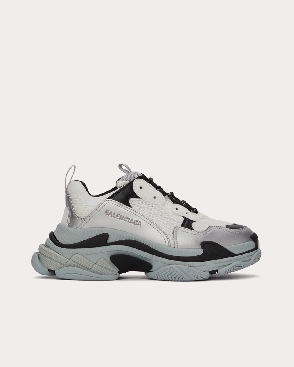 Balenciaga Triple S White & Silver Low Top Sneakers - 1