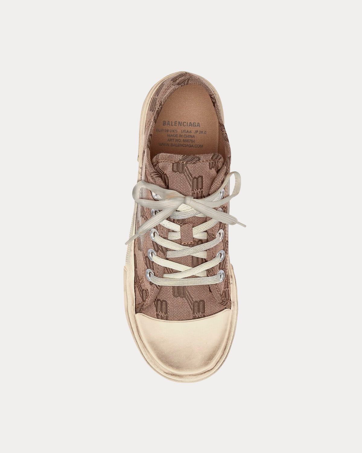 Balenciaga Paris BB Monogram Jacquard Beige / Brown Low Top Sneakers - 2