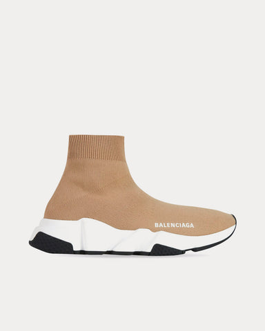 Balenciaga Speed Trainers Knit Beige High Top Sneakers