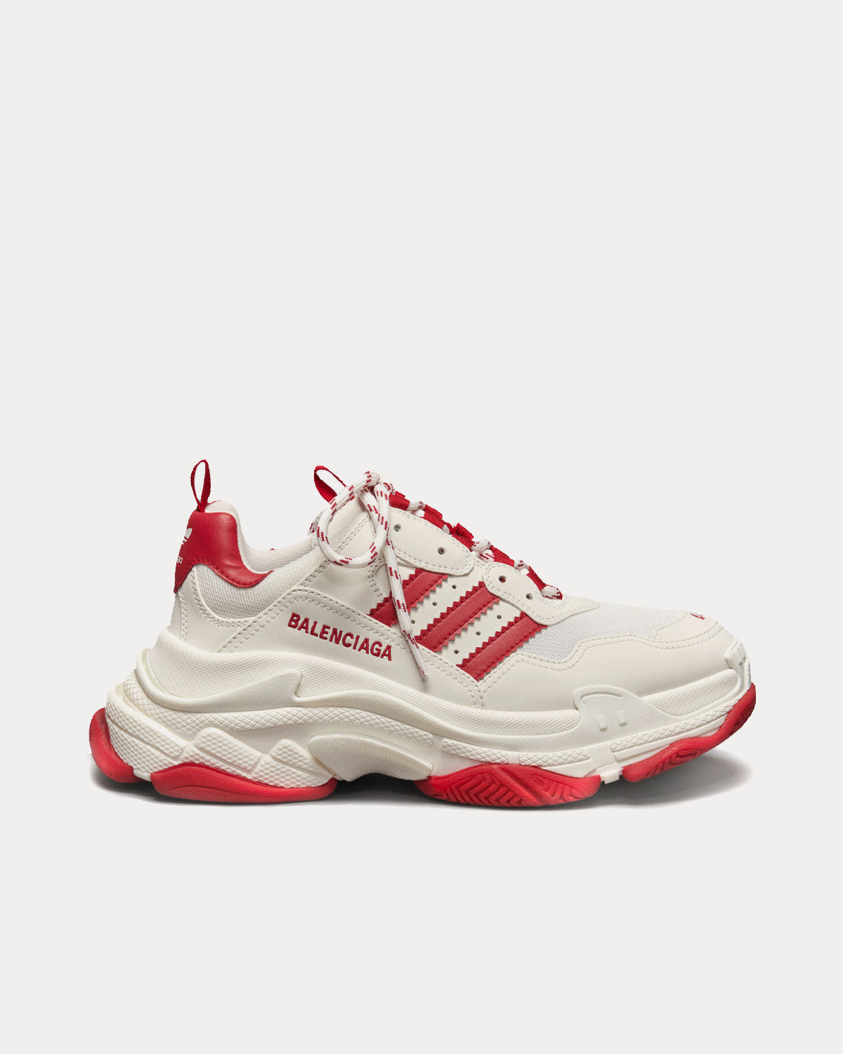 Balenciaga x Adidas Triple S White / White / Red Low Top Sneakers - 1