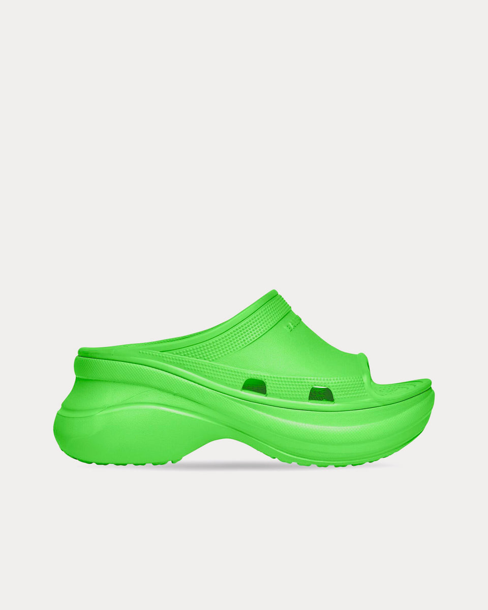 Balenciaga x Crocs Pool Rubber Neon Green Slide Sandals Sneak in Peace