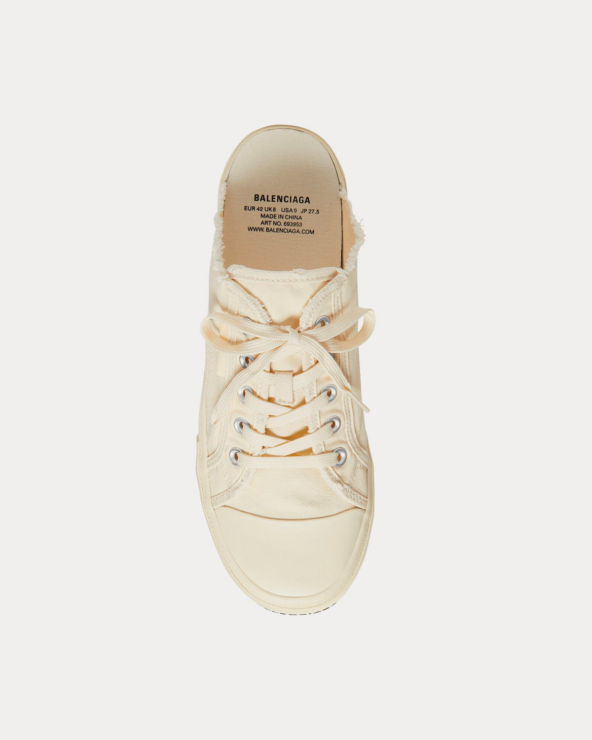 Balenciaga Paris Mule Destroyed Cotton White Low Top Sneakers - 2