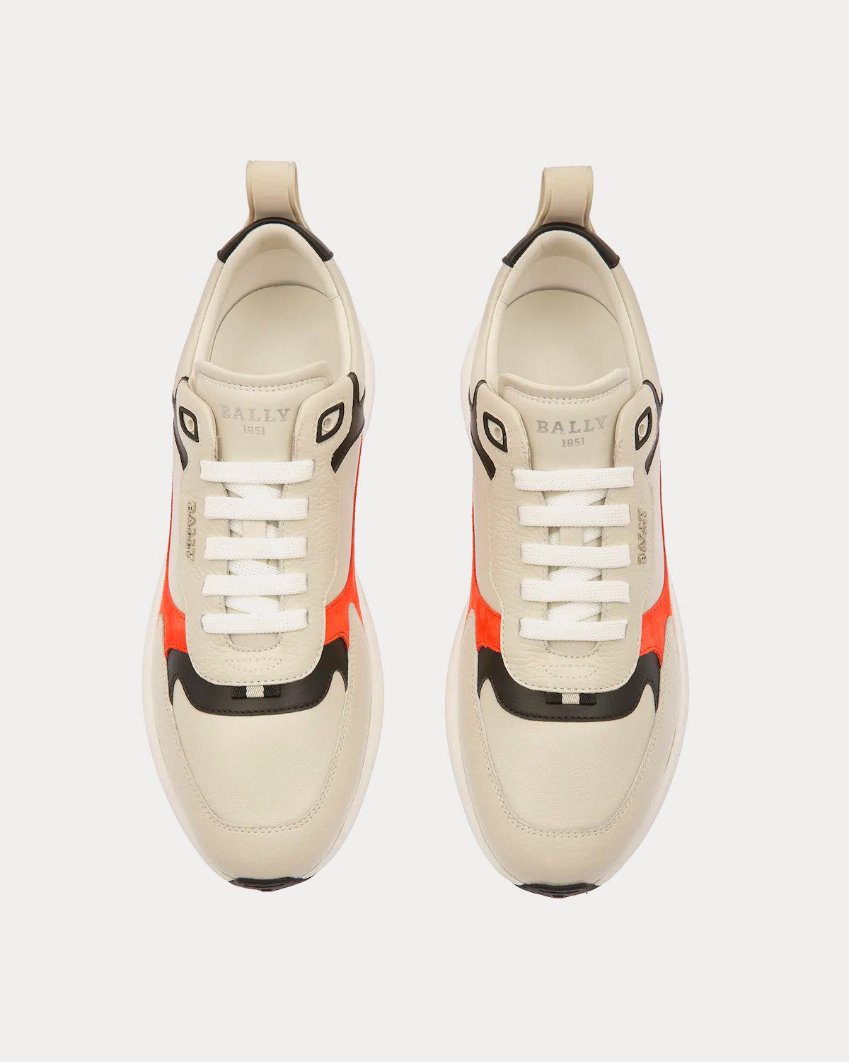 Bally Dave Leather & Fabric Dusty White / Orange Low Top Sneakers - 2