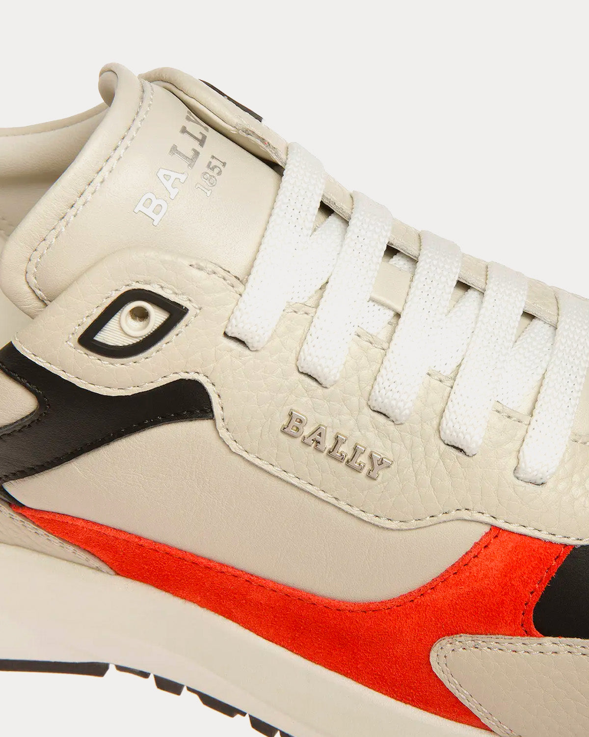 Bally Dave Leather & Fabric Dusty White / Orange Low Top Sneakers - 4