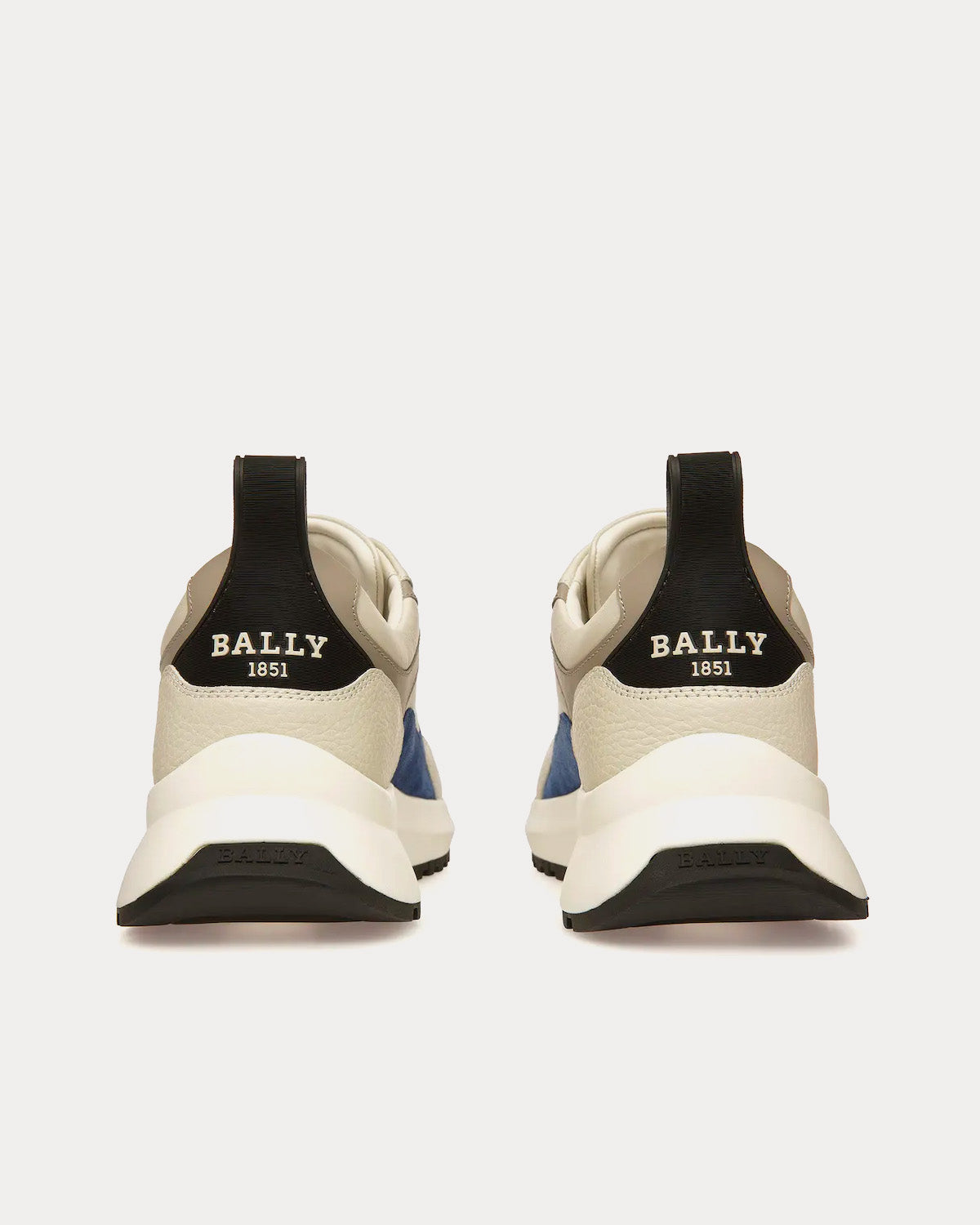 Bally Dave Leather & Fabric Dusty White / Neon Blue Low Top Sneakers - 3