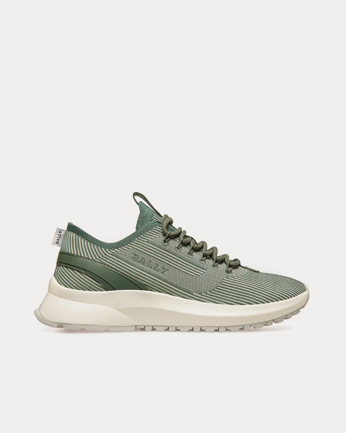 Bally Dean Leather, Fabric & Polyester Dusty White / Sage Low Top Sneakers - 1