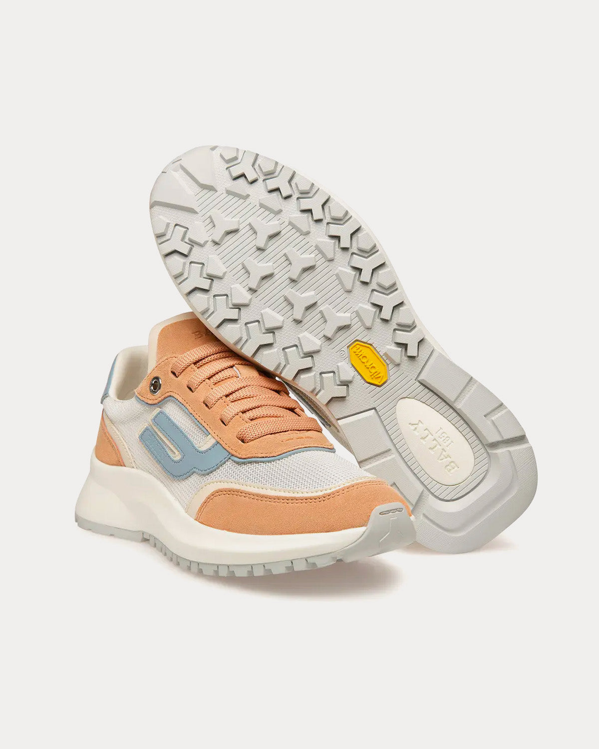 Bally - Demmy Leather & Fabric Peach / Bone / White Low Top Sneakers