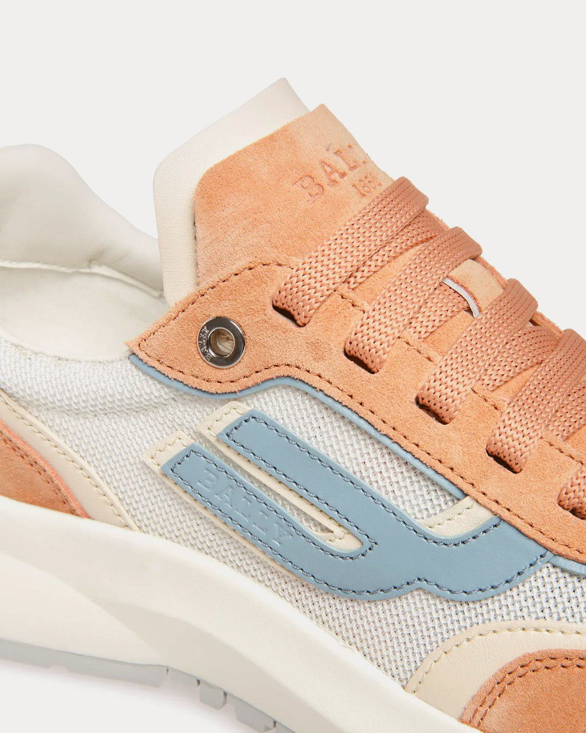 Bally Demmy Leather & Fabric Peach / Bone / White Low Top Sneakers - 5