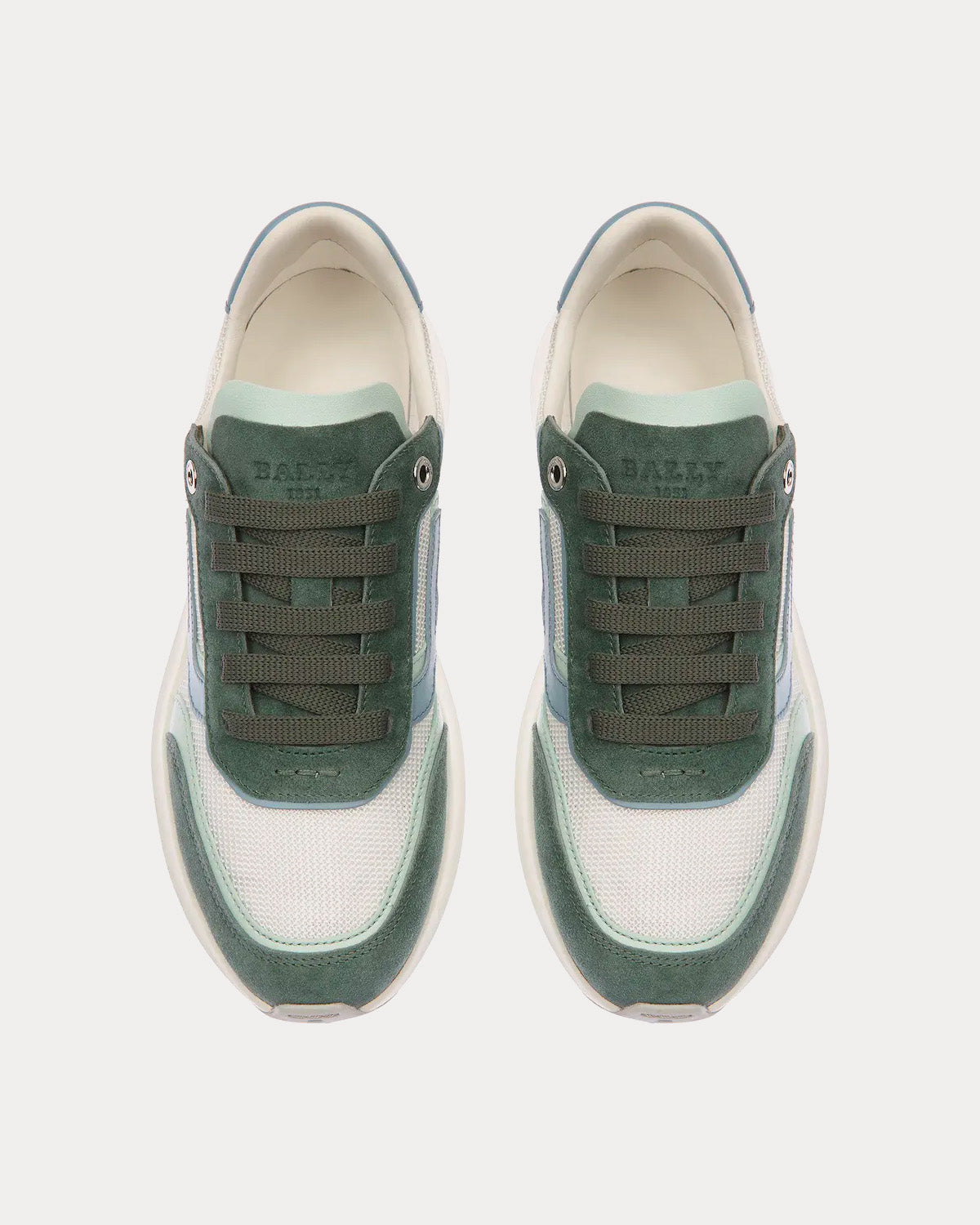 Bally Demmy Leather & Fabric Sage / Light Blue / White Low Top Sneakers - 2