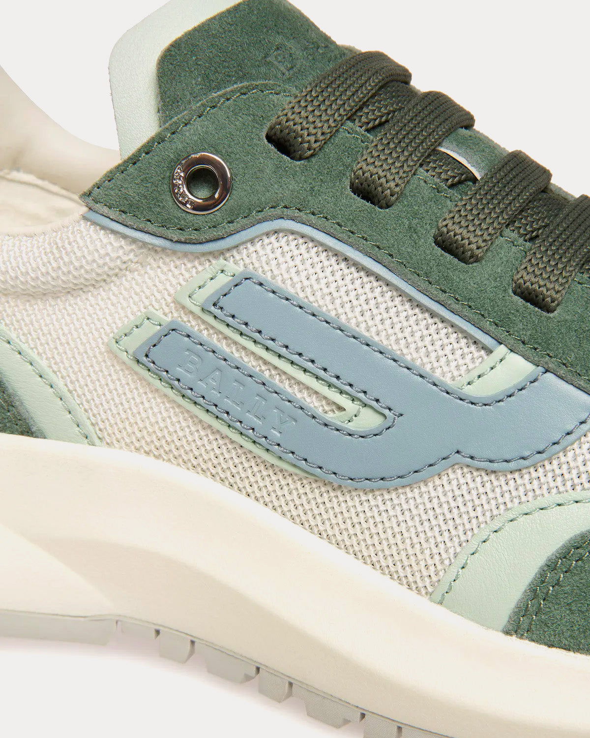 Bally Demmy Leather & Fabric Sage / Light Blue / White Low Top Sneakers - 4