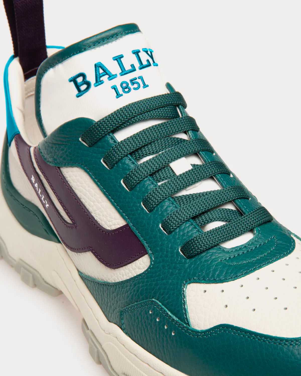 Bally Holden Leather & Fabric Green / White Low Top Sneakers - 5