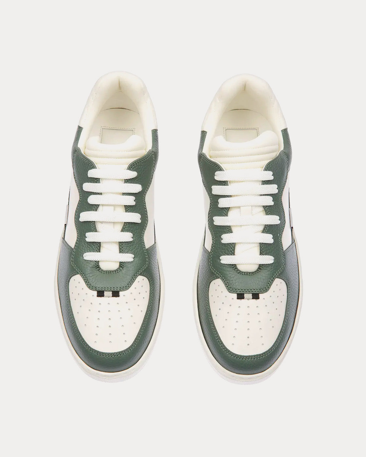 Bally Mark Leather & Fabric Sage / White Low Top Sneakers - 2