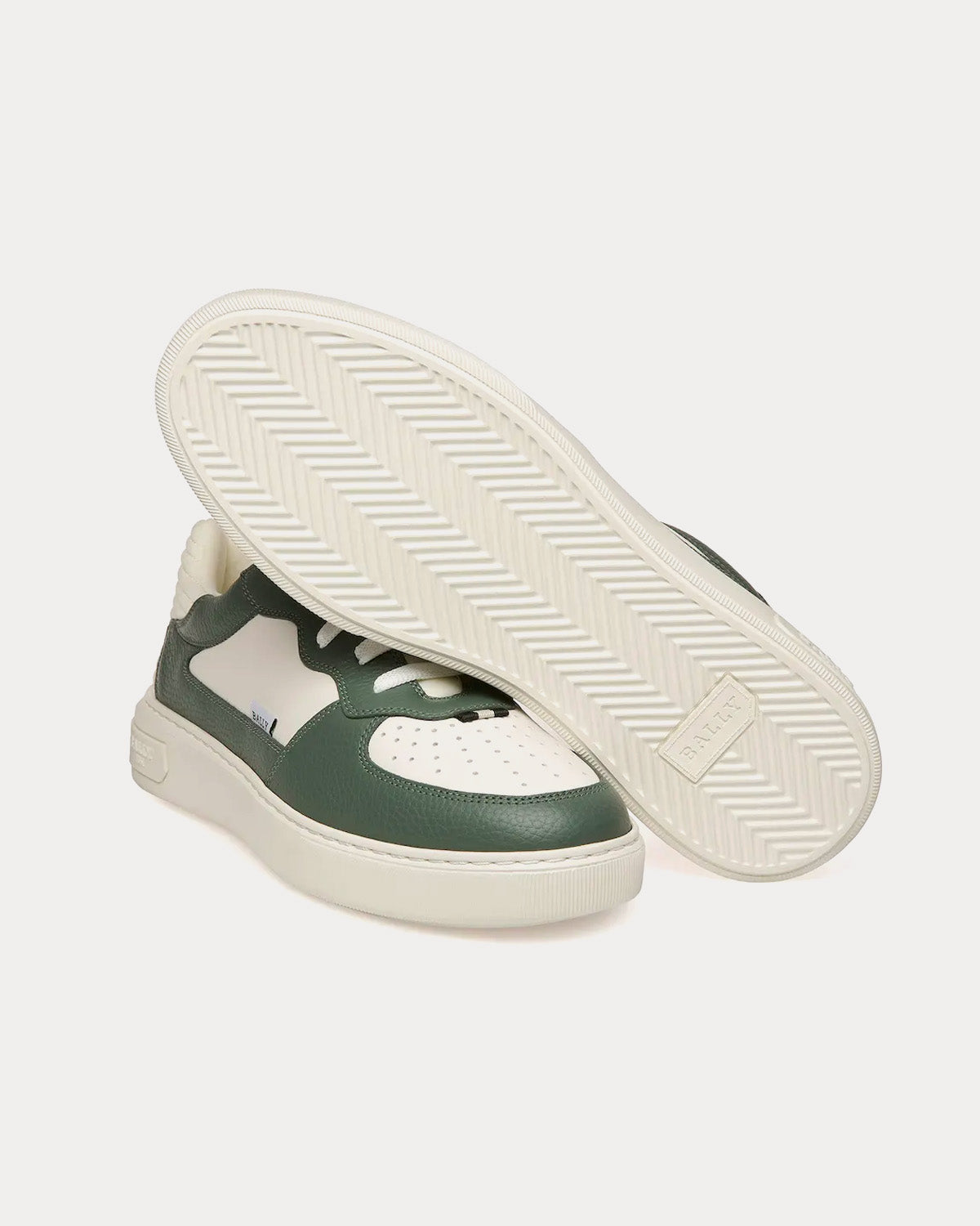 Bally Mark Leather & Fabric Sage / White Low Top Sneakers - 3