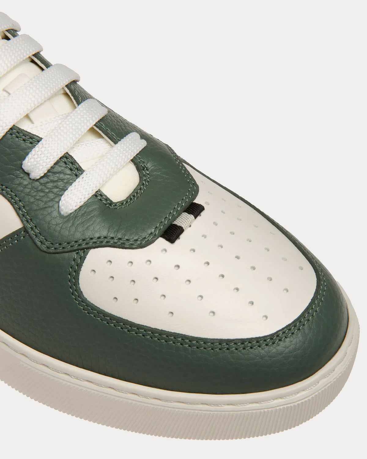 Bally Mark Leather & Fabric Sage / White Low Top Sneakers - 5