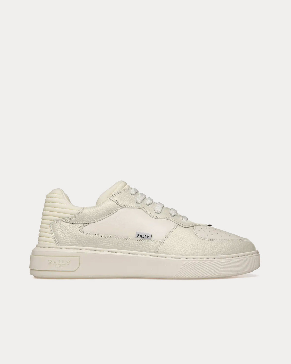 Bally Mark Leather & Fabric White Low Top Sneakers - 1