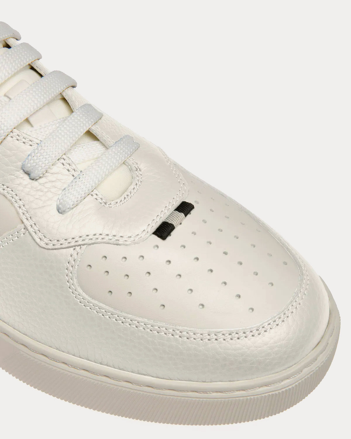 Bally Mark Leather & Fabric White Low Top Sneakers - 5