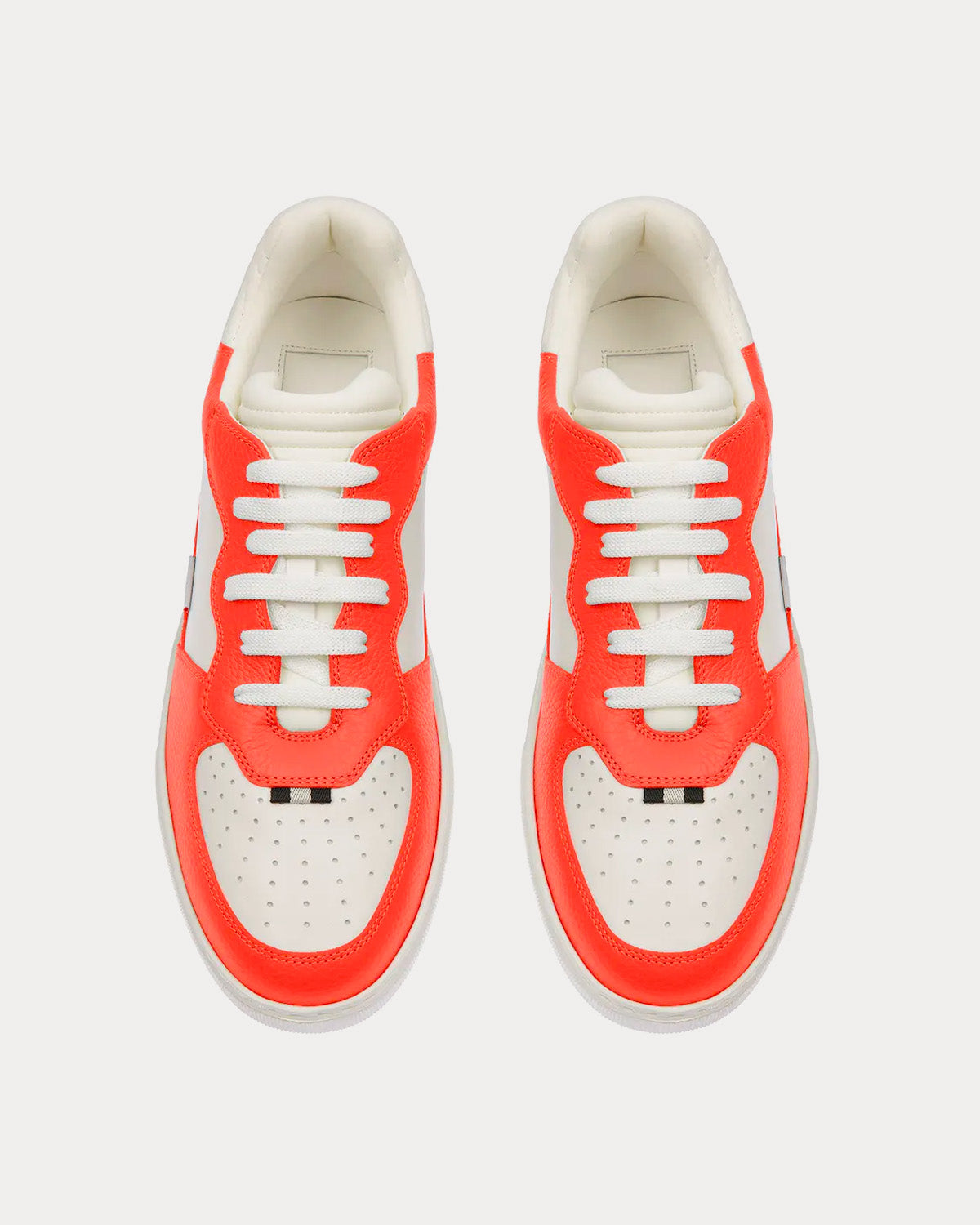 Bally Mark Leather & Fabric Orange / White Low Top Sneakers - 2