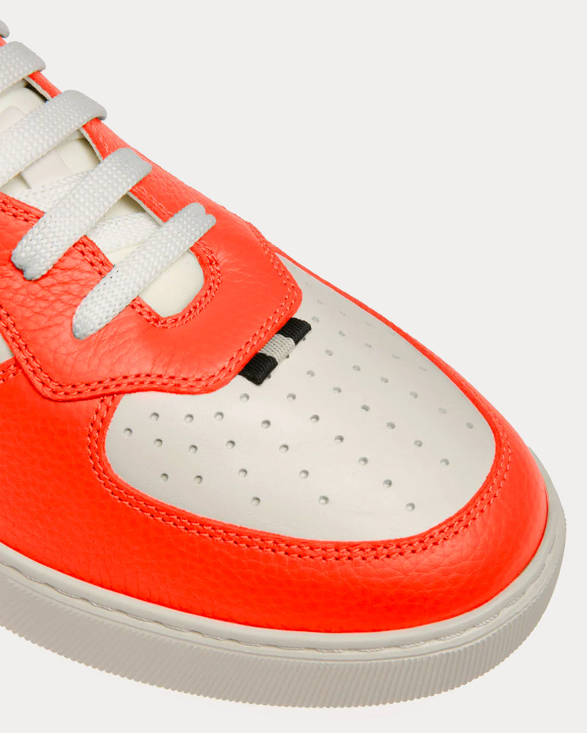 Bally Mark Leather & Fabric Orange / White Low Top Sneakers - 5